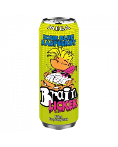 Mega Brain Licker Sour Blue Raspberry Fizzy Drink Can 500ml