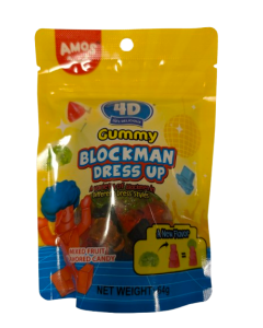 Amos 4D Gummy Blockman Dress Up Mixed Fruit Flavoured Candy - 64g (Thailand Import)