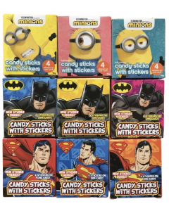 Candy Sticks Assorted Packs (Batman, Superman & Minions)