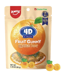 Amos 4D Fruit Gummy - Orange Burst Juice Filled - 65g