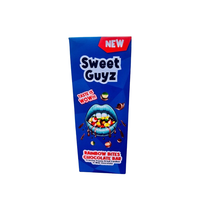 Sweet Guyz Rainbow Bites Choc Bar - 115g (Freeze dried pieces)
