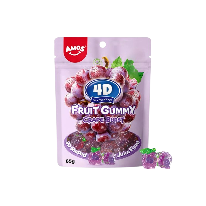 Amos 4D Fruit Gummy Grape Burst - 65g