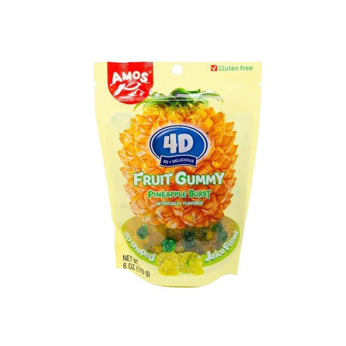 Amos 4D Fruit Gummy Pineapple Burst Candies - 170g