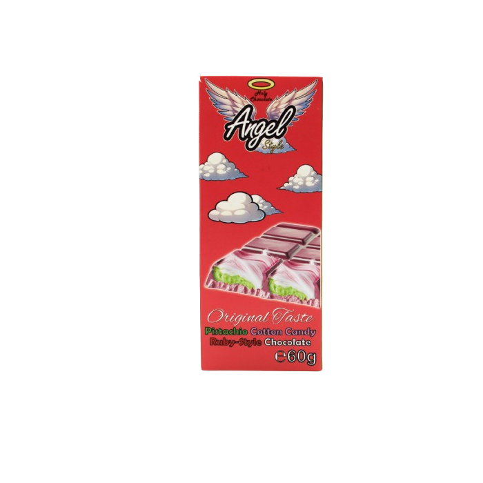 Angel Hair Schokolade 60g – Pistachio cream & candy floss in white ruby ​​chocolate