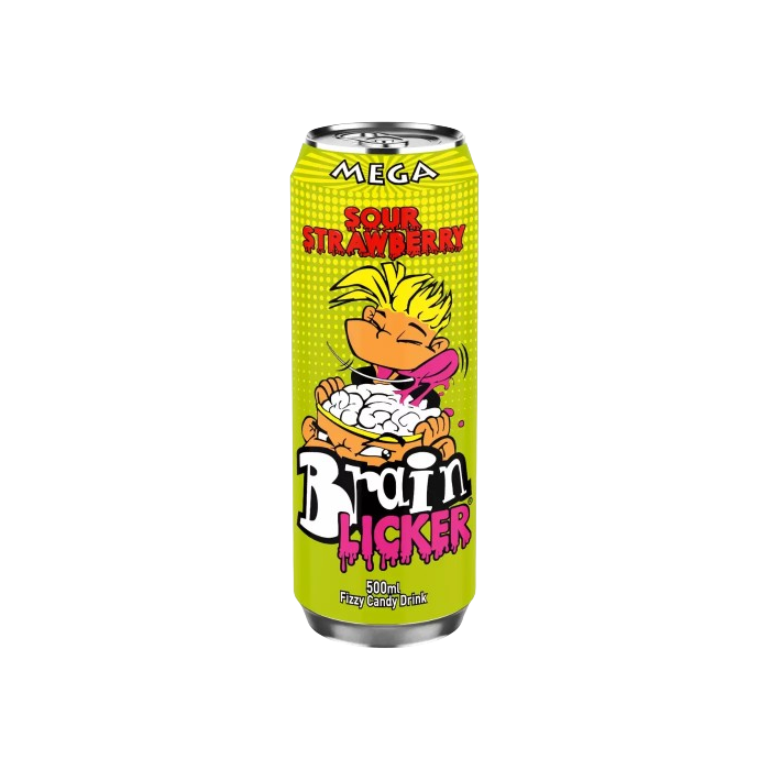 Mega Brain Licker Sour Strawberry Fizzy Candy Drink 500ml - BBF AUG 2024