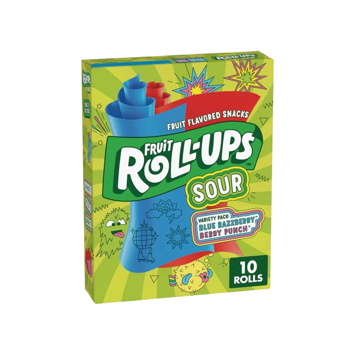 Fruit Roll-Ups Sour Blue Raspberry Berry Punch BBF 29 Oct 2025