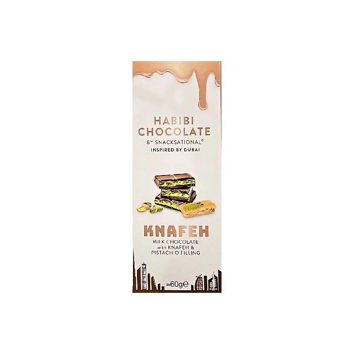 Habibi Dubai Chocolate Milk Chocolate Bar - 60g with Pistachio