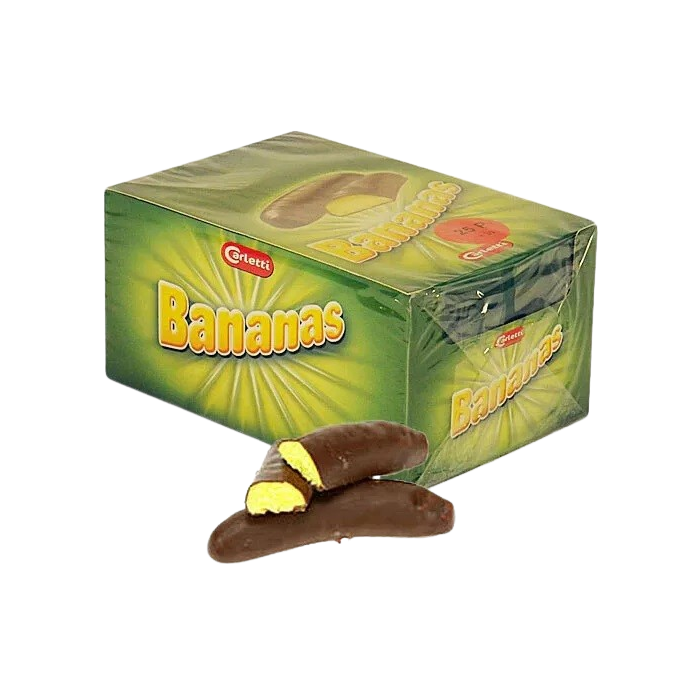 CHOCOLATE COVERED MARSHMALLOW BANANAS (CARLETTI) - 30 Pieces