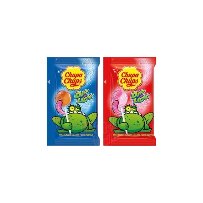 2 x Chupa Chups Lollipop Candy Lick & Dip with Sugar Powder Cola + Strawberry 9g (Thailand Import)