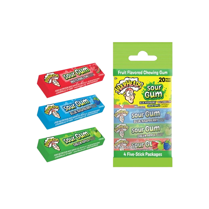 Warheads Sour Gum (4 Pack, 3 Flavours) - 50g